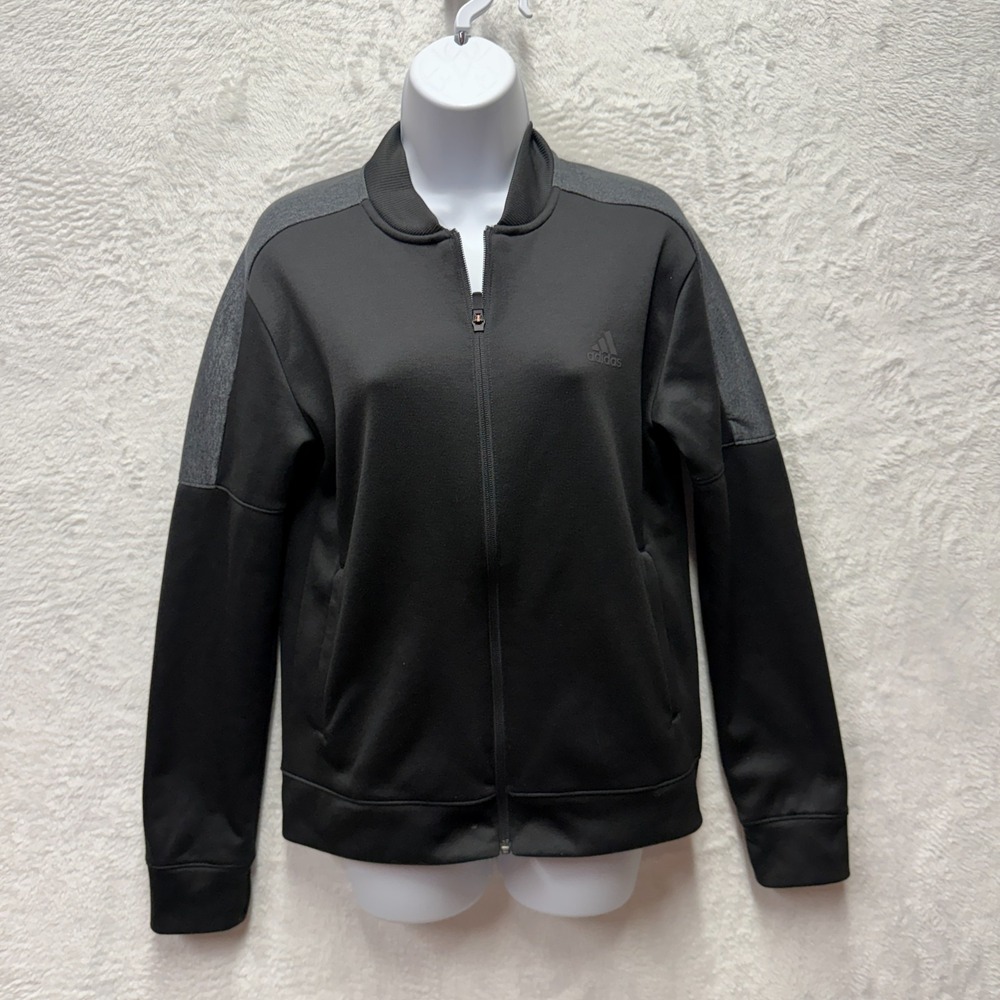 Adidas Climawarm Bomber Track Jacket Women Medium Black Full Zip Athletic